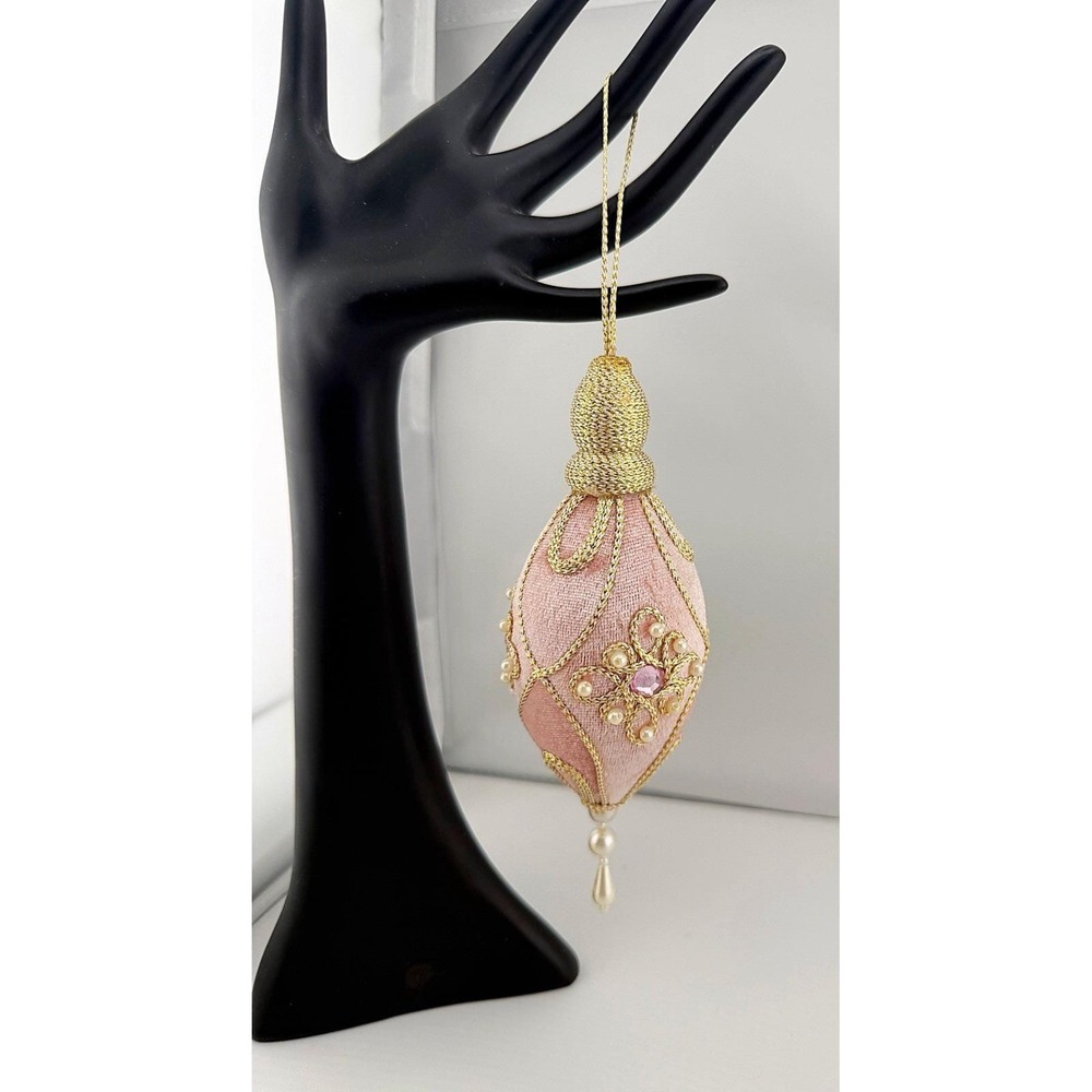 Pink Teardrop-shaped Ornament Antique French-style Victorian 7" L